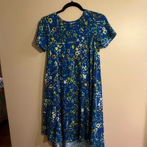 LuLaRoe Carly Blue and Green Floral Dress